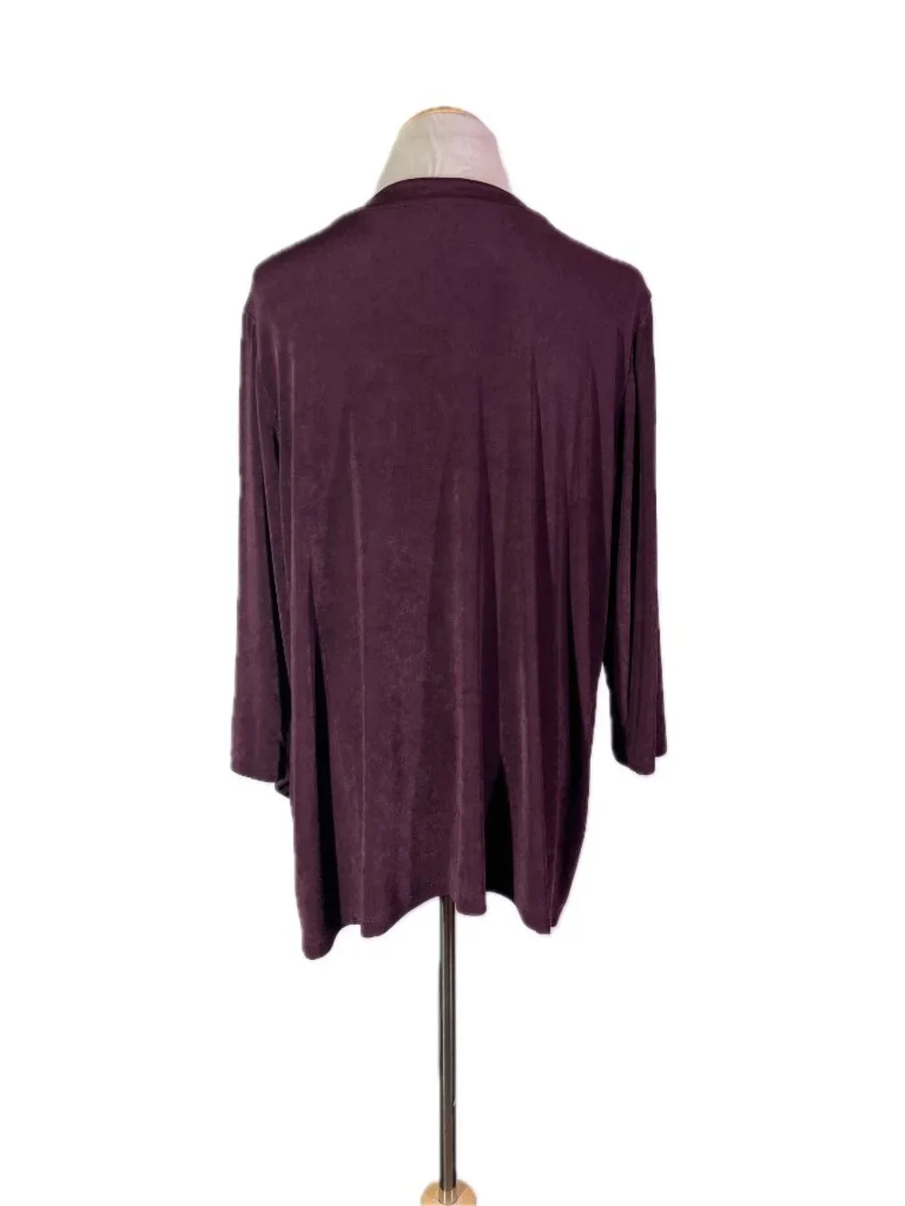 Chico's Travellers Size 3 (16/18) Plum Purple Open-Front Cardigan Stretch